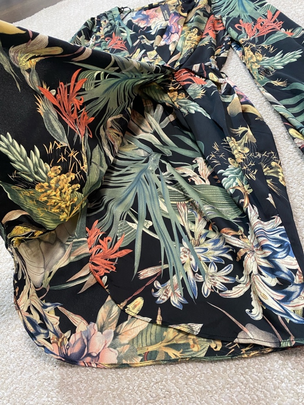Miss Avenue Black Floral Long Sleeve Midi Shirt Dress Size M - Picture 8 of 16